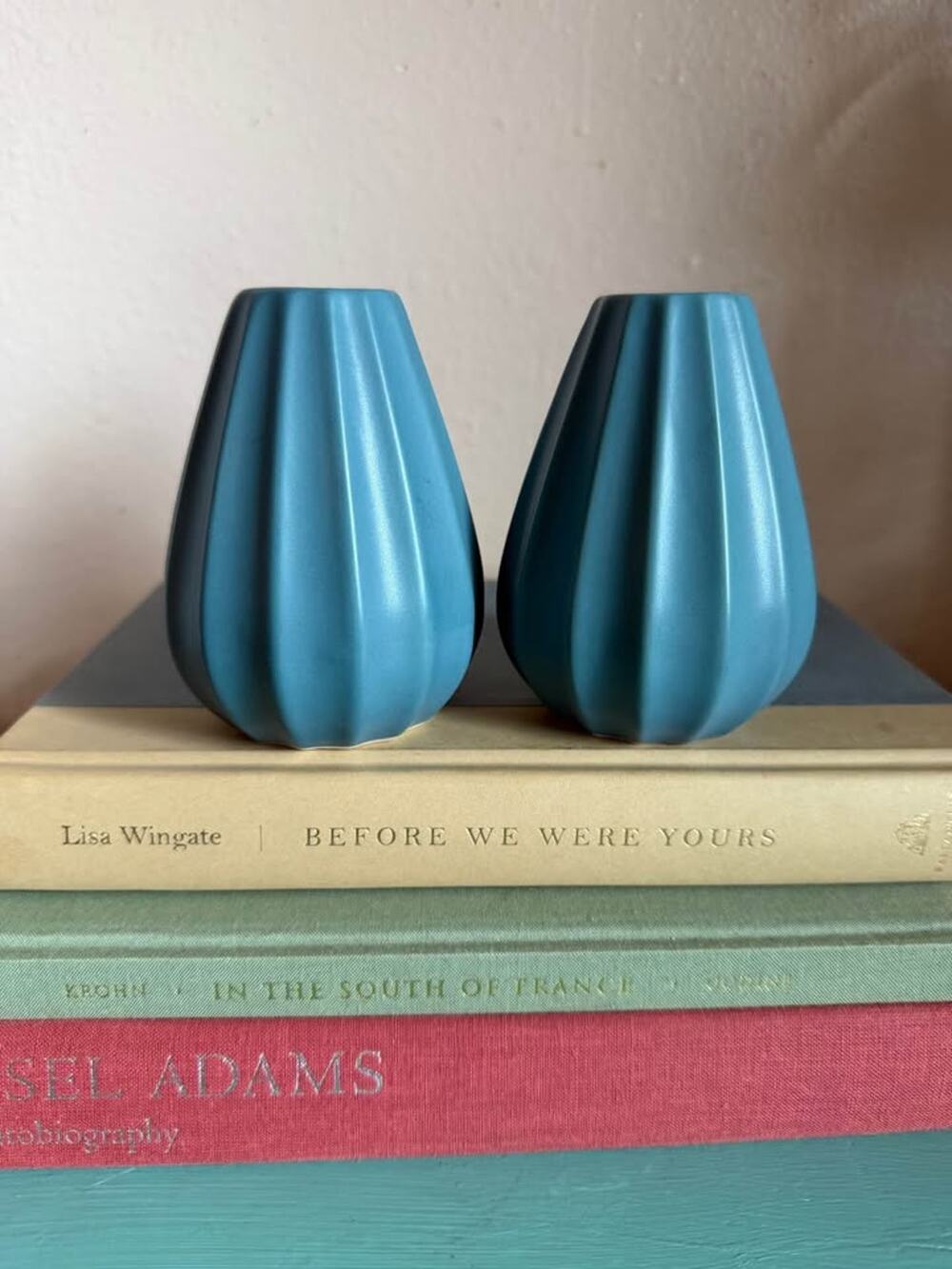 Anthropologie Matte Blue Bud Vases – Set of 2